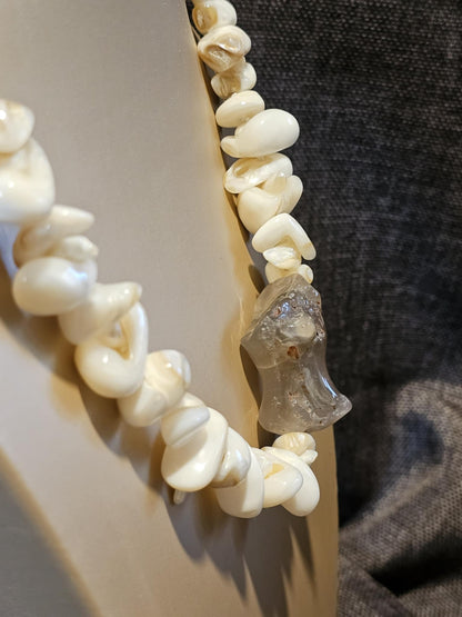 COD: TG0001- Collana – Conchiglia, Perle, Agata Grigia e Acciaio