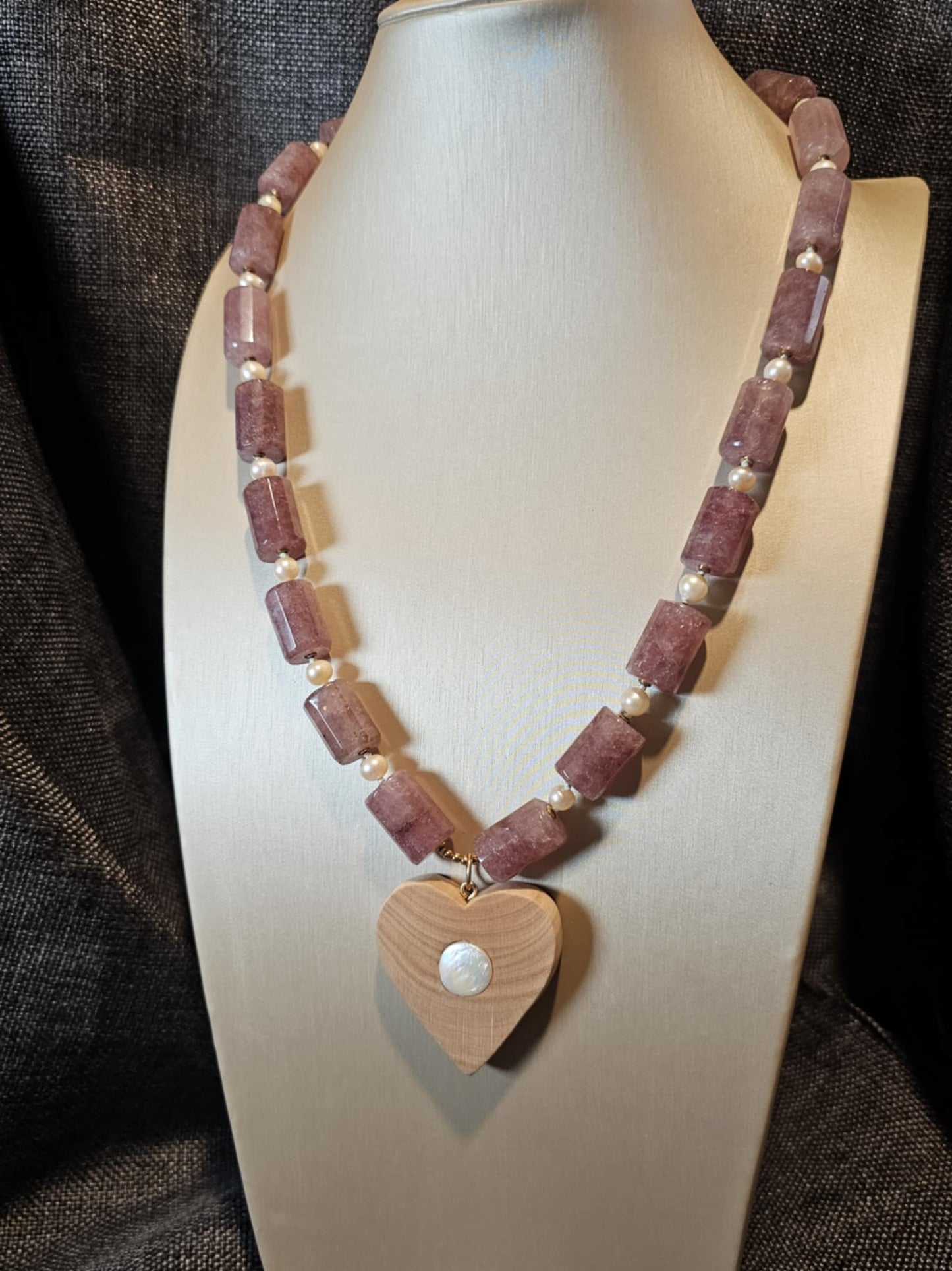 COD: TGU0001- Collana – Ulivo, Quarzo, Perle e Argento 925