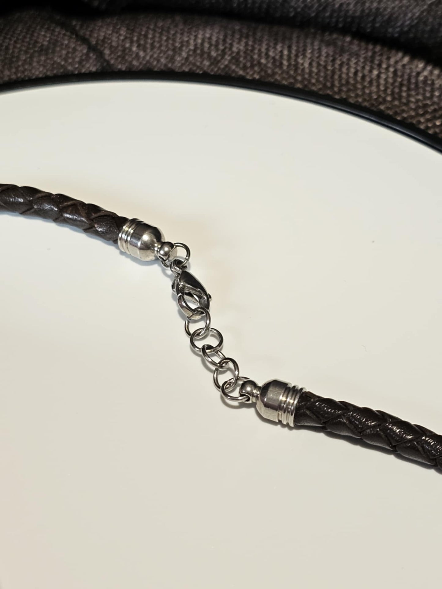 COD: TGU0002- Collana – Legno di Ulivo, Ambra, Cuoio e Argento 925