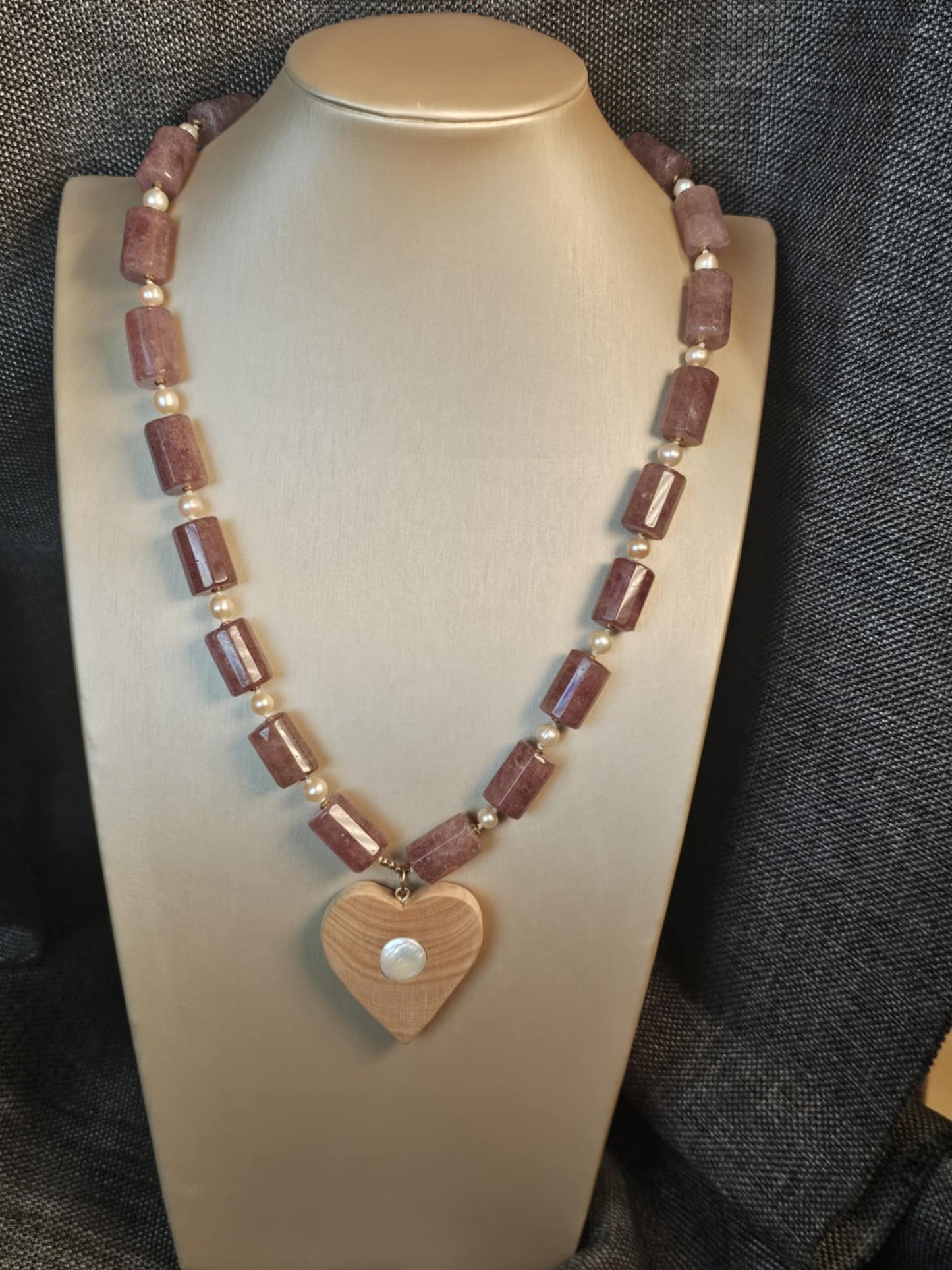 COD: TGU0001- Collana – Ulivo, Quarzo, Perle e Argento 925