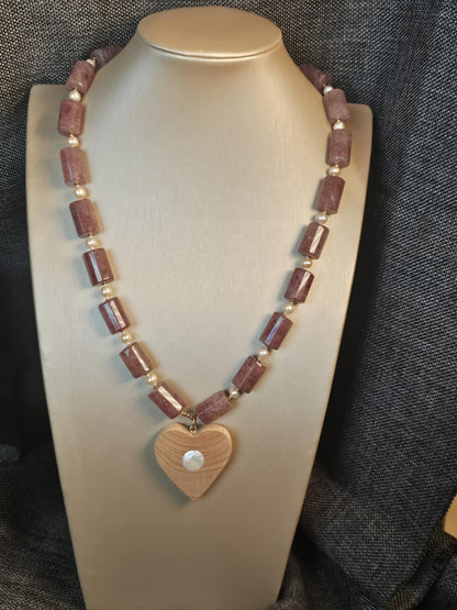 COD: TGU0001- Collana – Ulivo, Quarzo, Perle e Argento 925