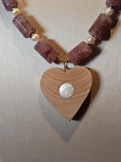 COD: TGU0001- Collana – Ulivo, Quarzo, Perle e Argento 925