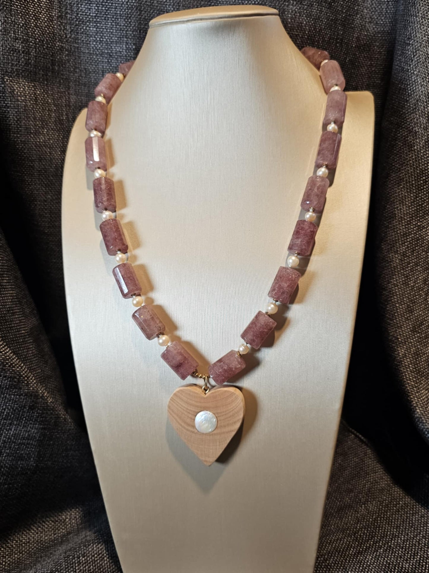 COD: TGU0001- Collana – Ulivo, Quarzo, Perle e Argento 925