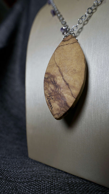 COD:TGU0008 – Collana- Argento 925, acquamarina, ametista, legno d’ulivo