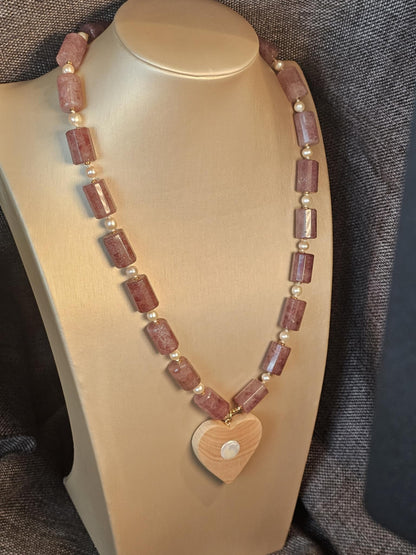 COD: TGU0001- Collana – Ulivo, Quarzo, Perle e Argento 925