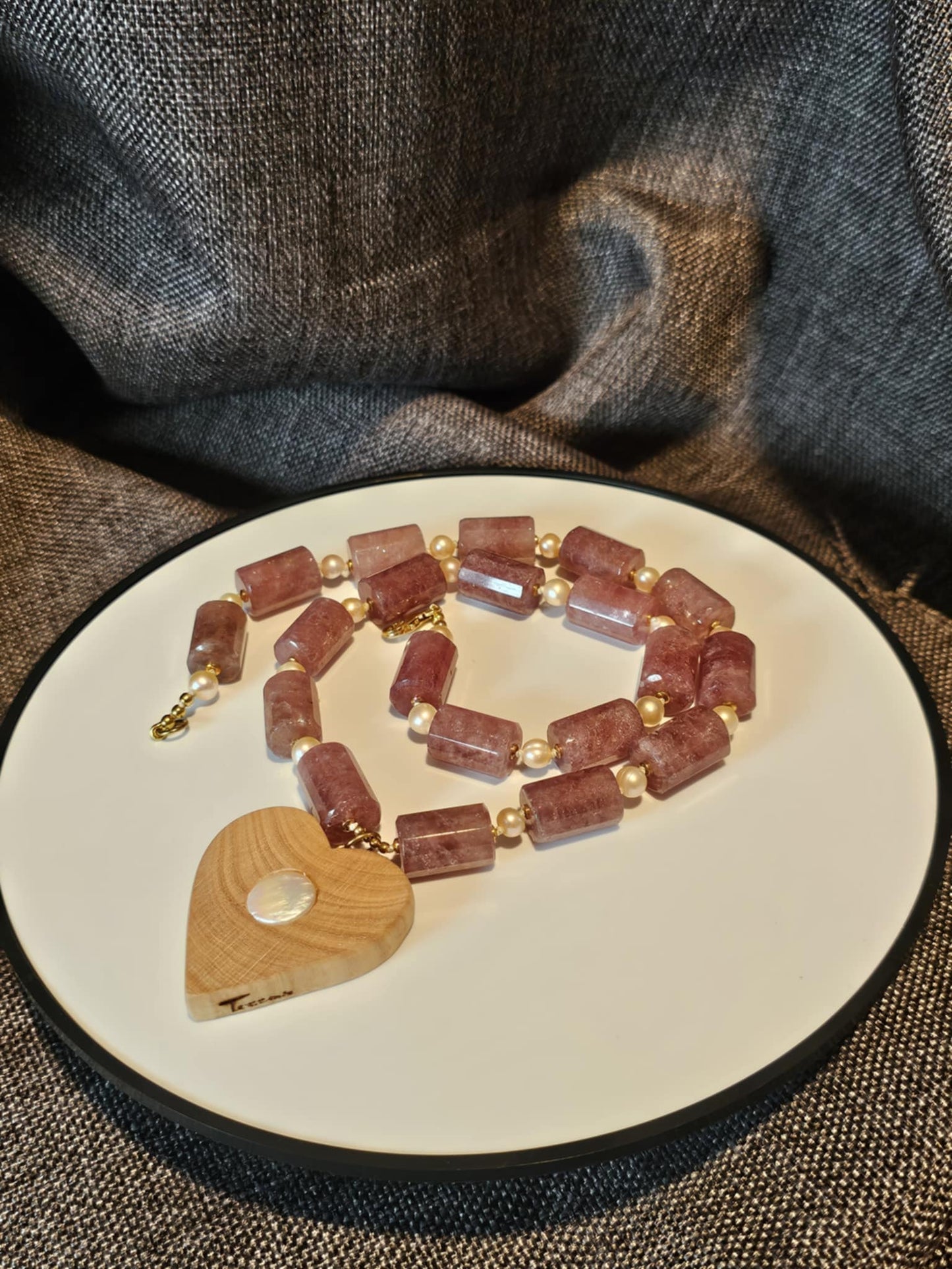 COD: TGU0001- Collana – Ulivo, Quarzo, Perle e Argento 925