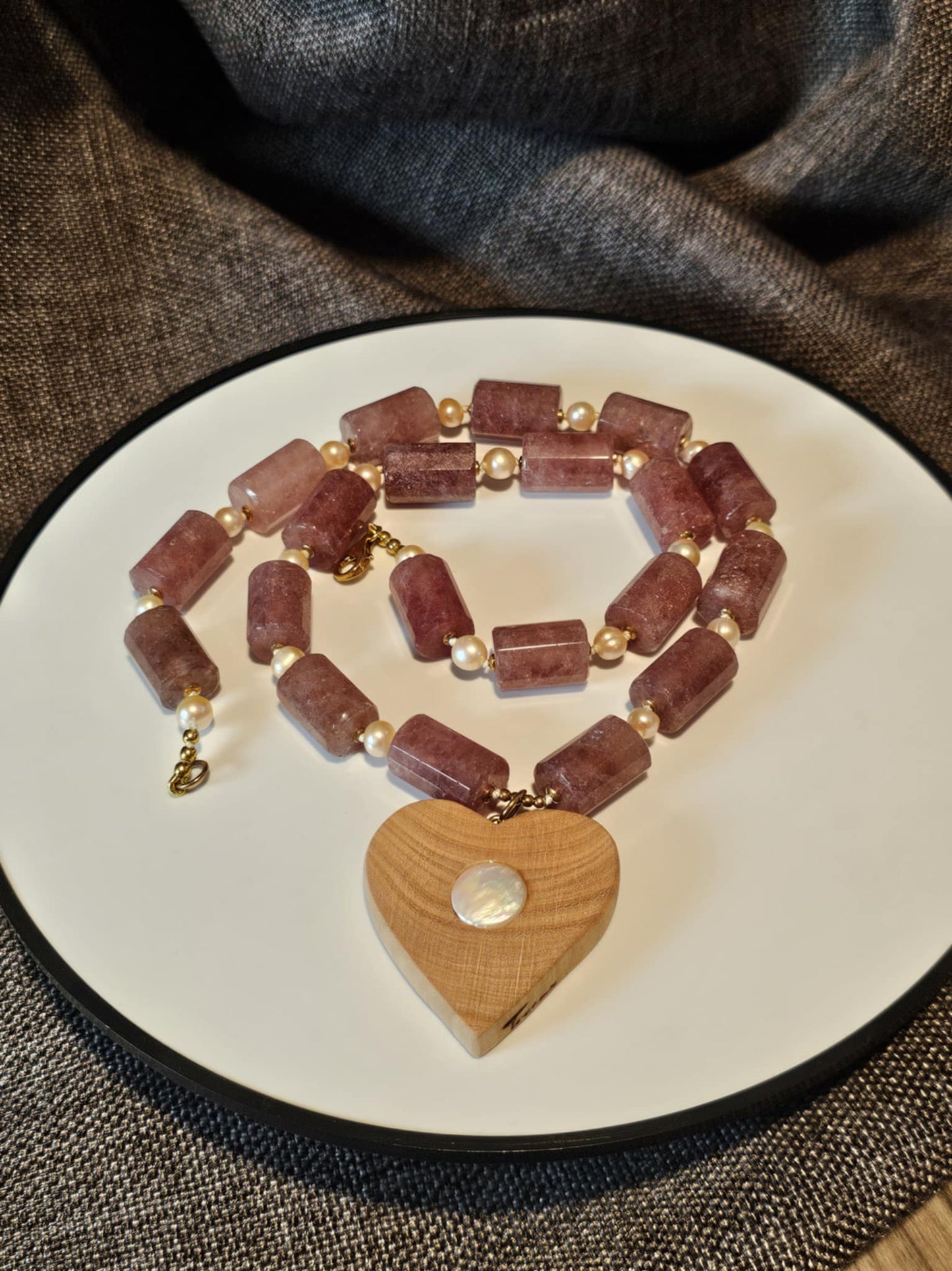 COD: TGU0001- Collana – Ulivo, Quarzo, Perle e Argento 925