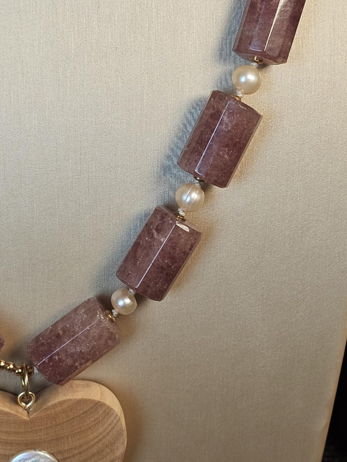 COD: TGU0001- Collana – Ulivo, Quarzo, Perle e Argento 925