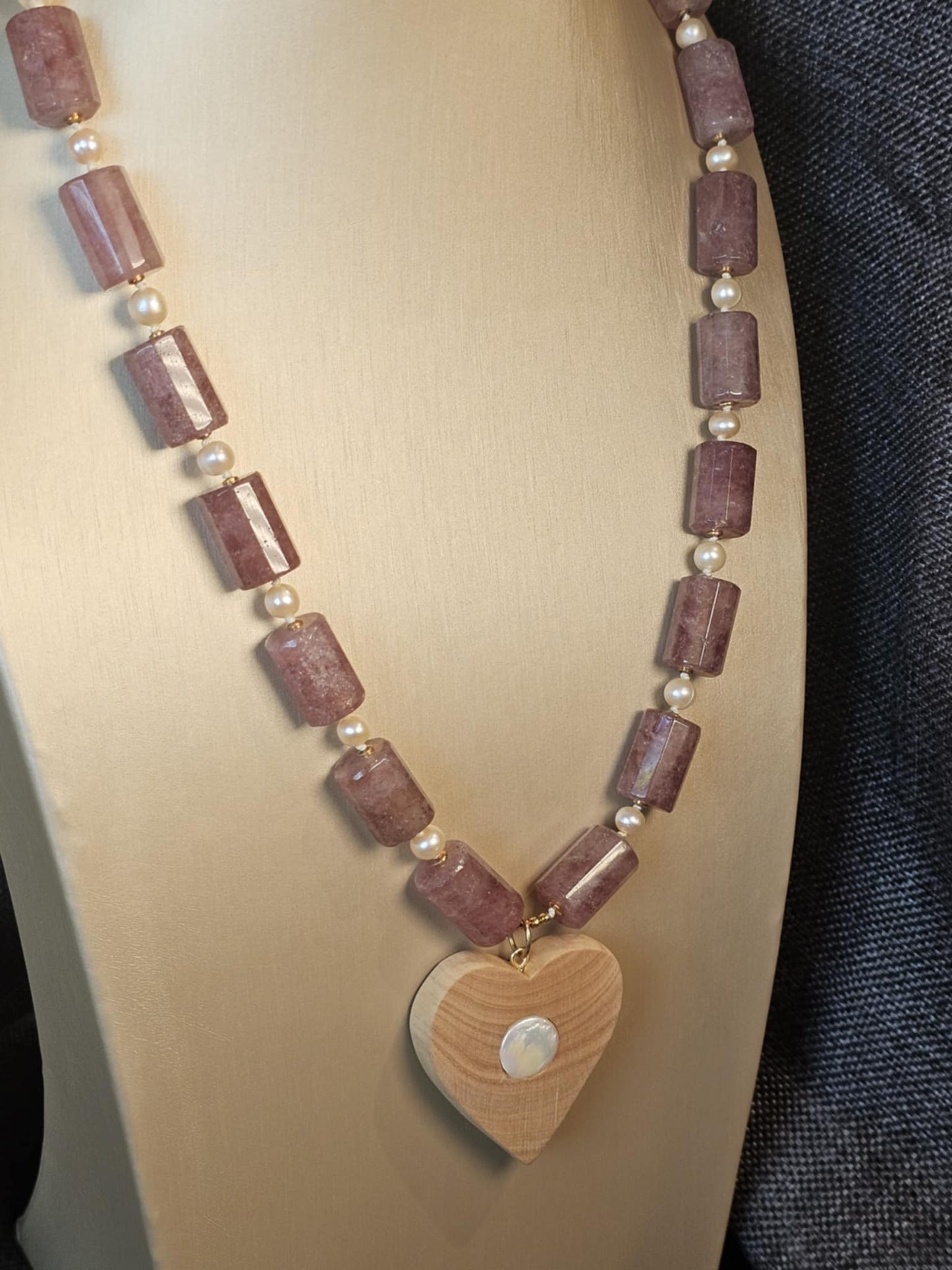 COD: TGU0001- Collana – Ulivo, Quarzo, Perle e Argento 925