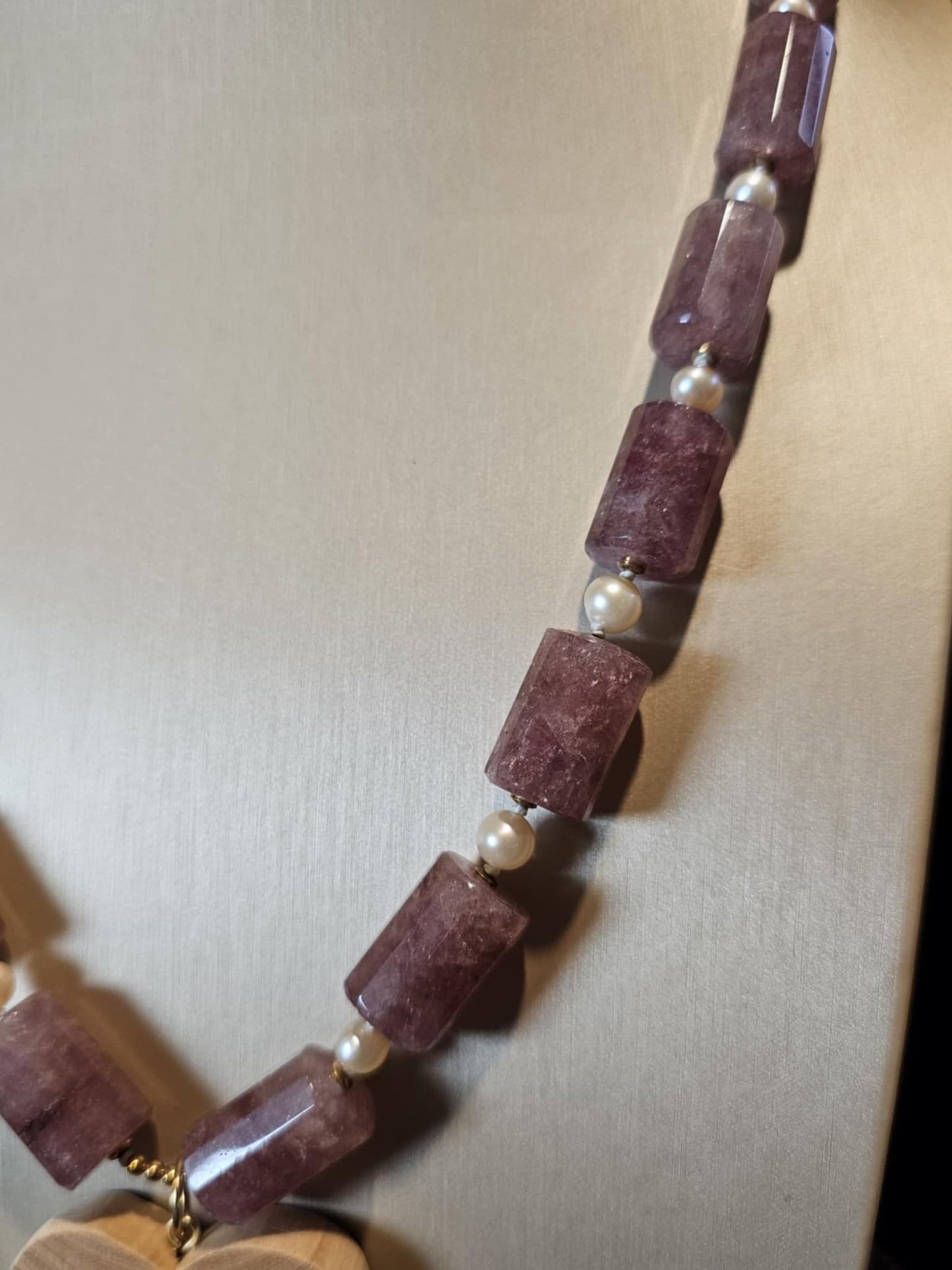 COD: TGU0001- Collana – Ulivo, Quarzo, Perle e Argento 925