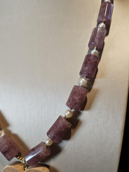 COD: TGU0001- Collana – Ulivo, Quarzo, Perle e Argento 925